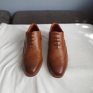 Wolf and shepherd Men's Brown Shoes Size 9.5 Oxford Wingtip shoes Calfskin